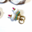 Witte boho oorbellen met roze Toermalijn en turquoise accenten