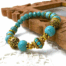 Boho stretch armband in turquoise met goud