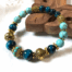 Boho Turquoise & Petrol Blauwe Armband met Tijgeroog