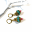 Turquoise met gouden boho oorbellen met roze Toermalijn