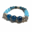 Blauwe Boho Stretch Armband met Halfedelstenen in zilver