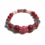 Donkerrood en Roze Stretch Armband met Halfedelstenen in zilver