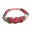 Roze Stretch Armband met Halfedelstenen in zilver