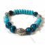 Turquoise Boho Stretch Armband met petrol blauwe Tijgeroog