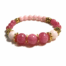 Roze Stretch Armband met Halfedelstenen in goud