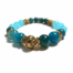 Blauwe Stretch Armband met Halfedelstenen in goud