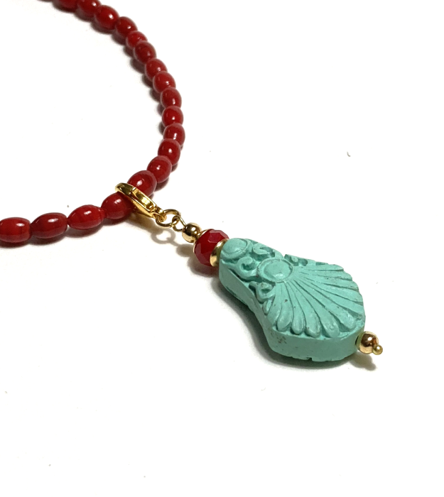 Hanger met handgemaakte Cinnabar kraal - Afbeelding 3