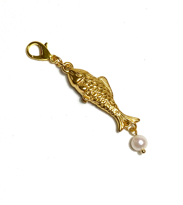 Gouden vis hanger met zoetwaterparel - Afbeelding 2