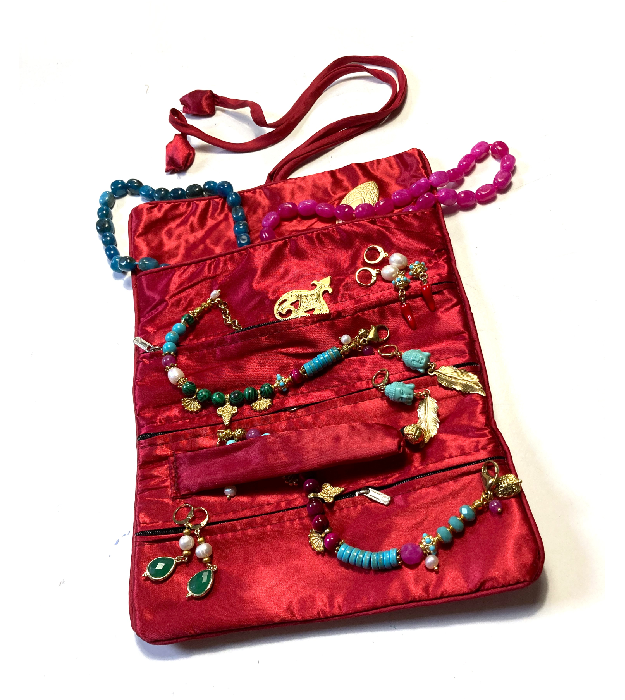 Donkerrode Satijnen Sieraden Organizer
