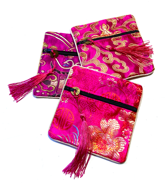 Fuchsia Sieraden hoesje van satijn