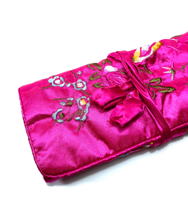 Fuchsia Sieraden Rol van Geborduurd Satijn