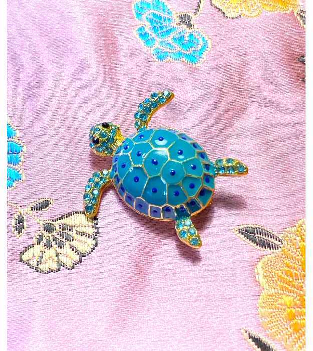 Blauwe Schildpad Broche